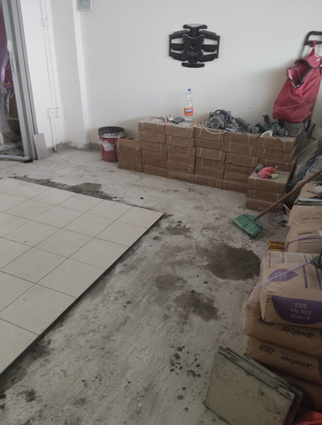 Interior tiling works on residential floor
